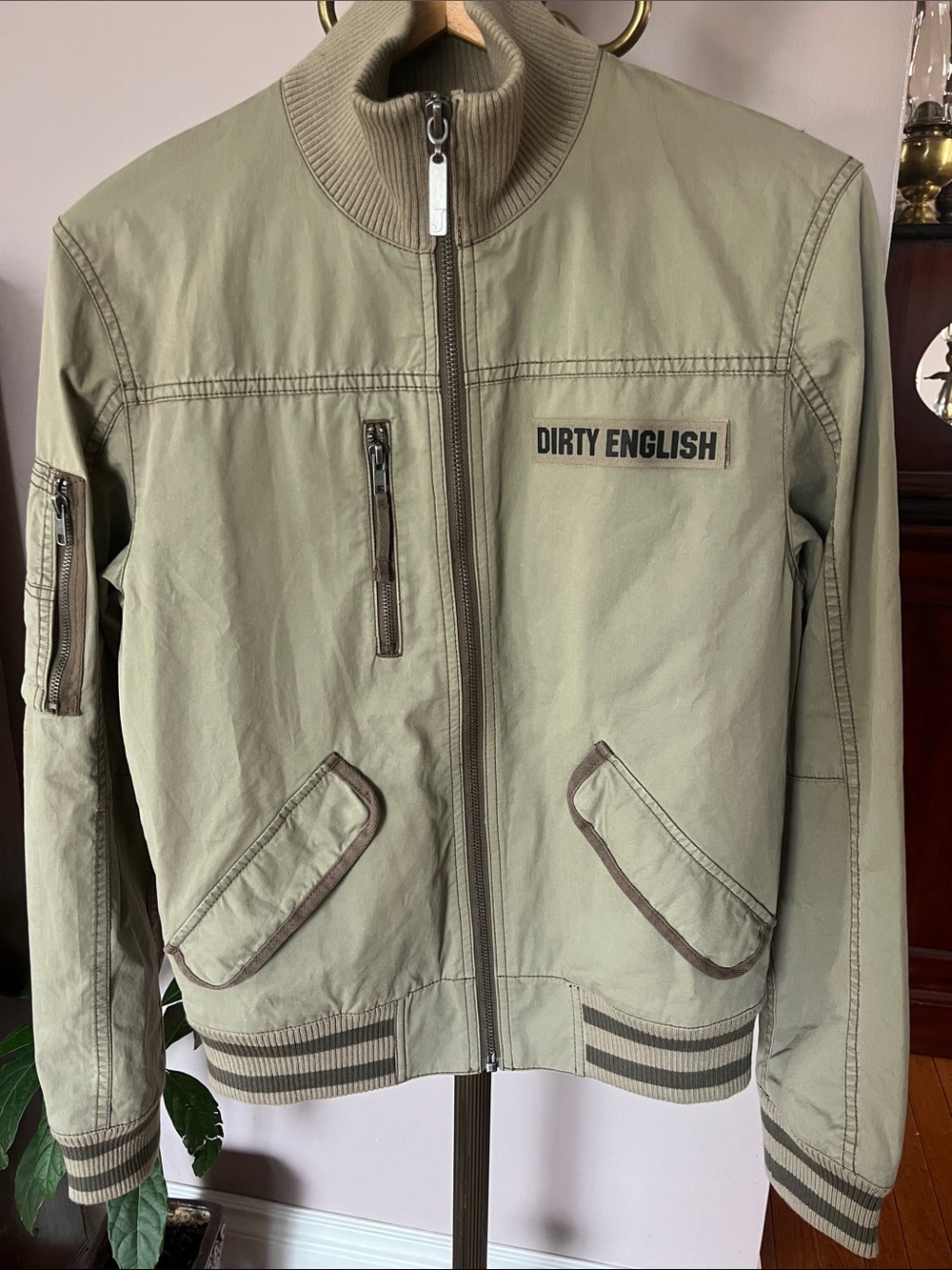 Juicy Couture Olive Green Bomber Jacket - Dirty English Patch